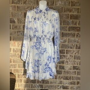 Haver& Blair London Blue White Silver Floral Women's Dress NWT Mini